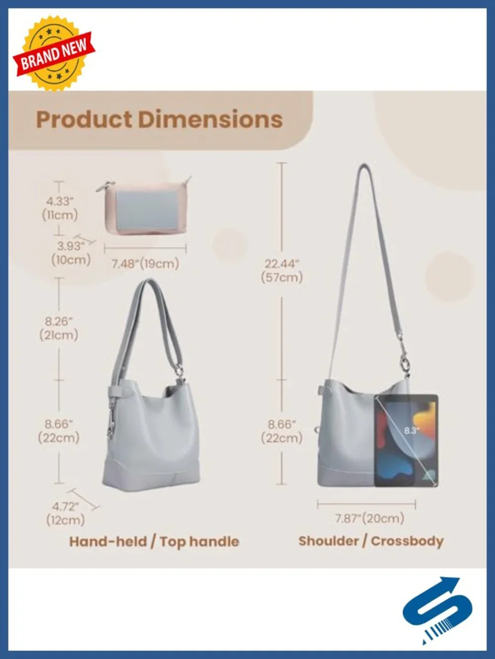 Genuine Leather Crossbody Bag Handbag Shoulder Bucket Bag Adjustable Strap